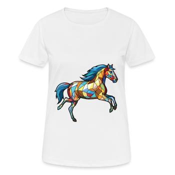 Horse Running Gallop Colorful Watercolor Animal - Women's Breathable T-Shirt - white - Front - AI Model Female 172 dark (172cm)