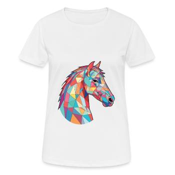 Pferd buntes Aquarell Tier Haustier Illustration - Frauen T-Shirt atmungsaktiv - Weiß - Vorne - AI Model Female 172 dark (172cm)