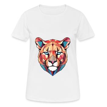 Cougar Aquarelle colorée Animal animal de compagnie Cartoon - T-shirt respirant Femme - blanc - Devant - AI Model Female 172 dark (172cm)