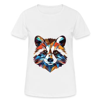 Raccoon Colorful Watercolor Animal Illustration - Women's Breathable T-Shirt - white - Front - AI Model Female 172 dark (172cm)