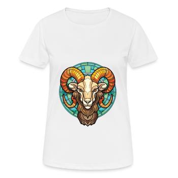 Ram Aquarelle colorée Animal Illustration d’animaux de compagnie - T-shirt respirant Femme - blanc - Devant - AI Model Female 172 dark (172cm)