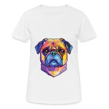 Mops buntes Aquarell Tier Haustier Illustration - Frauen T-Shirt atmungsaktiv - Weiß - Vorne - AI Model Female 172 dark (172cm)