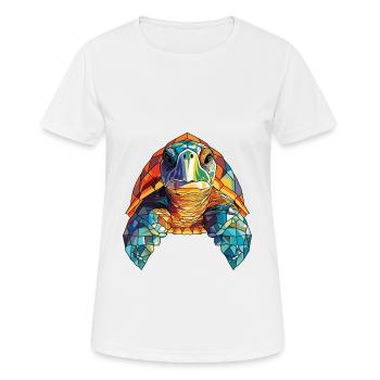 Sea Turtle Colorful Watercolor Animal Illustration - Women's Breathable T-Shirt - white - Front - AI Model Female 172 dark (172cm)
