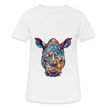 Nashorn buntes Aquarell Tier Haustier Illustration - Frauen T-Shirt atmungsaktiv - Weiß - Vorne - AI Model Female 172 dark (172cm)