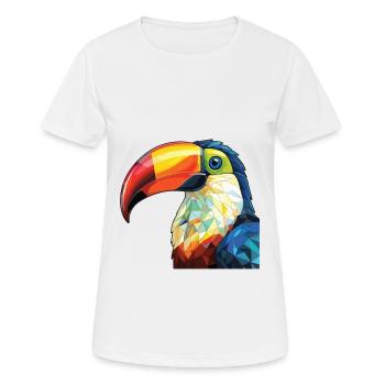 Toucan aquarelle colorée Animal animal de compagnie Illustration - T-shirt respirant Femme - blanc - Devant - AI Model Female 172 dark (172cm)