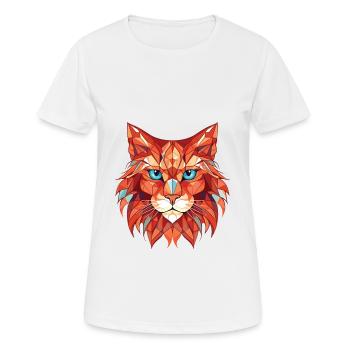 Rote Maine Coon Katze Buntes Aquarell Tier Haustier - Frauen T-Shirt atmungsaktiv - Weiß - Vorne - AI Model Female 172 dark (172cm)
