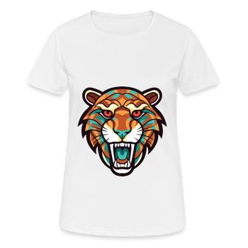 Snarling Grin Leopard Colorful Watercolor Animal - Women's Breathable T-Shirt - white - Front - AI Model Female 172 dark (172cm)