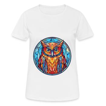 Eule buntes Aquarell Tier Haustier Illustration - Frauen T-Shirt atmungsaktiv - Weiß - Vorne - AI Model Female 172 dark (172cm)