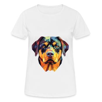 Rottweiler Chien Aquarelle Colorée Animal Cartoon - T-shirt respirant Femme - blanc - Devant - AI Model Female 172 dark (172cm)