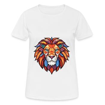 Roaring Lion Colorful Watercolor Animal Cartoon - Women's Breathable T-Shirt - white - Front - AI Model Female 172 dark (172cm)