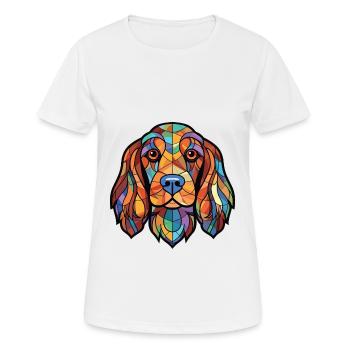 Cocker anglais Spaniel chien aquarelle colorée animal de compagnie - T-shirt respirant Femme - blanc - Devant - AI Model Female 172 dark (172cm)