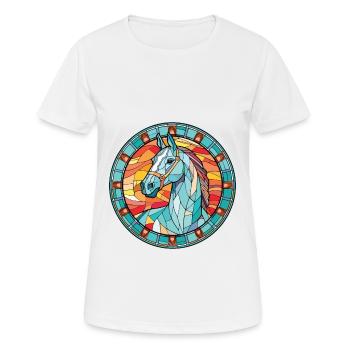 Horse Colorful Watercolor Animal Pet Illustration - Women's Breathable T-Shirt - white - Front - AI Model Female 172 dark (172cm)