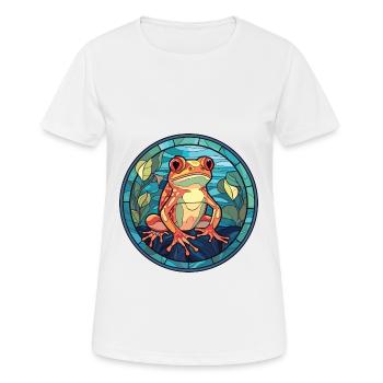 Frosch buntes Aquarell Tier Haustier Illustration - Frauen T-Shirt atmungsaktiv - Weiß - Vorne - AI Model Female 172 dark (172cm)
