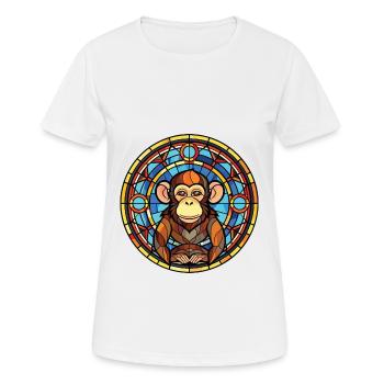 Monkey Colorful Watercolor Animal Pet Illustration - Women's Breathable T-Shirt - white - Front - AI Model Female 172 dark (172cm)