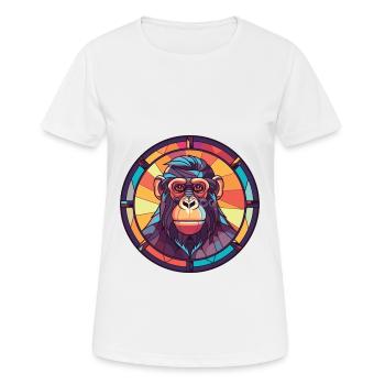 Affe buntes Aquarell Tier Haustier Illustration - Frauen T-Shirt atmungsaktiv - Weiß - Vorne - AI Model Female 172 dark (172cm)