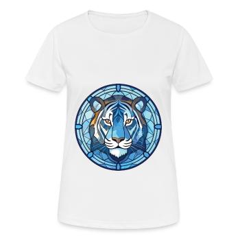 Blauer Wassertiger Buntes Aquarell Tier Haustier - Frauen T-Shirt atmungsaktiv - Weiß - Vorne - AI Model Female 172 dark (172cm)