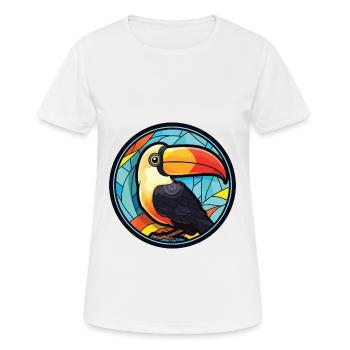 Toucan aquarelle colorée Animal animal de compagnie Illustration - T-shirt respirant Femme - blanc - Devant - AI Model Female 172 dark (172cm)