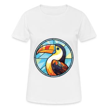 Toucan aquarelle colorée Animal animal de compagnie Illustration - T-shirt respirant Femme - blanc - Devant - AI Model Female 172 dark (172cm)