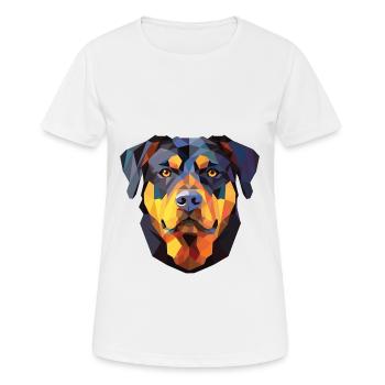 Rottweiler Chien Aquarelle Colorée Animal Cartoon - T-shirt respirant Femme - blanc - Devant - AI Model Female 172 dark (172cm)
