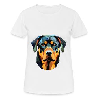 Rottweiler Chien Aquarelle Colorée Animal Cartoon - T-shirt respirant Femme - blanc - Devant - AI Model Female 172 dark (172cm)