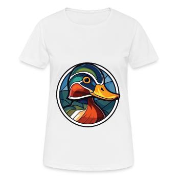 Mandarin Duck Colorful Watercolor Animal Cartoon - Women's Breathable T-Shirt - white - Front - AI Model Female 172 dark (172cm)