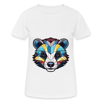 Badger Colorful Watercolor Animal Pet Illustration - Women's Breathable T-Shirt - white - Front - AI Model Female 172 dark (172cm)