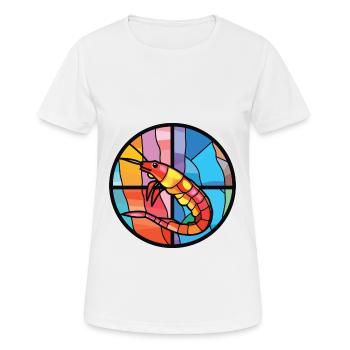 Shrimp Colorful Watercolor Animal Pet Illustration - Women's Breathable T-Shirt - white - Front - AI Model Female 172 dark (172cm)
