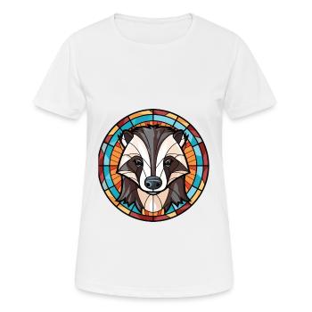 Badger Colorful Watercolor Animal Pet Illustration - Women's Breathable T-Shirt - white - Front - AI Model Female 172 dark (172cm)