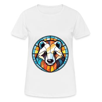 Badger Colorful Watercolor Animal Pet Illustration - Women's Breathable T-Shirt - white - Front - AI Model Female 172 dark (172cm)