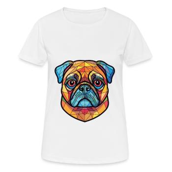 Mopshund bunte Aquarell-Tier-Illustration - Frauen T-Shirt atmungsaktiv - Weiß - Vorne - AI Model Female 172 dark (172cm)