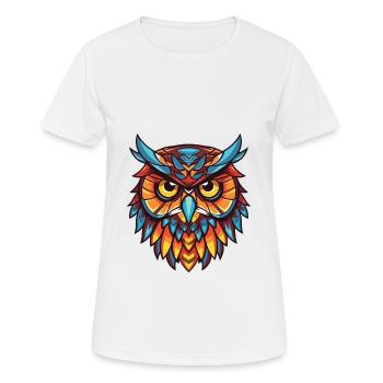 Eule buntes Aquarell Tier Haustier Illustration - Frauen T-Shirt atmungsaktiv - Weiß - Vorne - AI Model Female 172 dark (172cm)