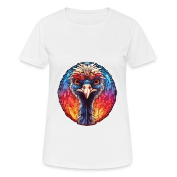 Strauß buntes Aquarell Tier Illustration - Frauen T-Shirt atmungsaktiv - Weiß - Vorne - AI Model Female 172 dark (172cm)