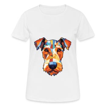 Airedale Terrier chien aquarelle colorée Animal - T-shirt respirant Femme - blanc - Devant - AI Model Female 172 dark (172cm)