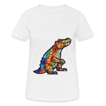 Crocodile Colorful Watercolor Animal Illustration - Women's Breathable T-Shirt - white - Front - AI Model Female 172 dark (172cm)
