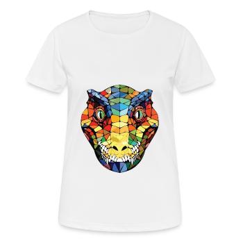 Crocodile Colorful Watercolor Animal Illustration - Women's Breathable T-Shirt - white - Front - AI Model Female 172 dark (172cm)