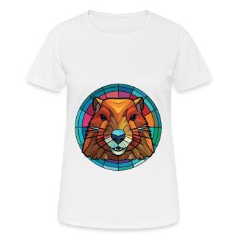 Beaver Colorful Watercolor Animal Pet Illustration - Women's Breathable T-Shirt - white - Front - AI Model Female 172 dark (172cm)