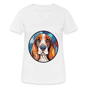 Basset Hund Buntes Aquarell Tier Haustier - Frauen T-Shirt atmungsaktiv - Weiß - Vorne - AI Model Female 172 dark (172cm)