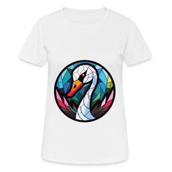 Schwarzer Schwan Buntes Aquarell Tier Illustration - Frauen T-Shirt atmungsaktiv - Weiß - Vorne - AI Model Female 172 dark (172cm)