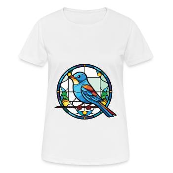 Blauer Vogel Buntes Aquarell Tier Illustration - Frauen T-Shirt atmungsaktiv - Weiß - Vorne - AI Model Female 172 dark (172cm)