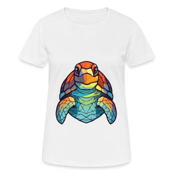 Turtle Colorful Watercolor Animal Pet Illustration - Women's Breathable T-Shirt - white - Front - AI Model Female 172 dark (172cm)