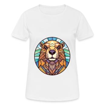 Murmeltier buntes Aquarell Tier Illustration - Frauen T-Shirt atmungsaktiv - Weiß - Vorne - AI Model Female 172 dark (172cm)