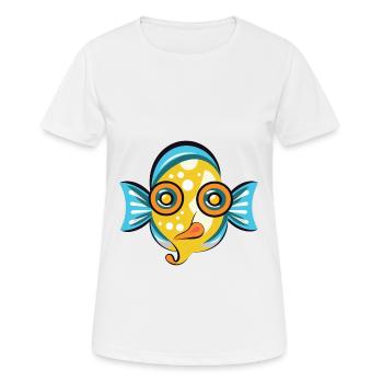 Flounder Fish Colorful Watercolor Animal Cartoon - Women's Breathable T-Shirt - white - Front - AI Model Female 172 dark (172cm)