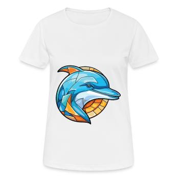 Illustration animale aquarelle colorée de dauphin - T-shirt respirant Femme - blanc - Devant - AI Model Female 172 dark (172cm)