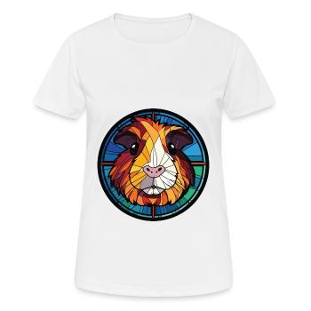 Meerschweinchen bunte Aquarell Tier Illustration - Frauen T-Shirt atmungsaktiv - Weiß - Vorne - AI Model Female 172 dark (172cm)