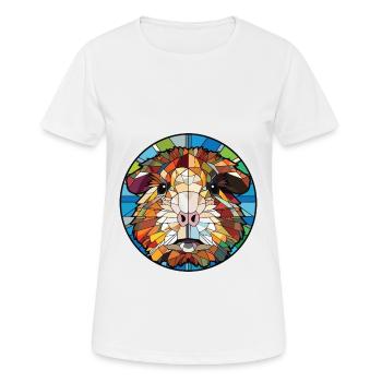 Guinea Pig Colorful Watercolor Animal Illustration - Women's Breathable T-Shirt - white - Front - AI Model Female 172 dark (172cm)
