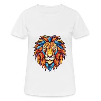 Lion Colorful Watercolor Animal Pet Illustration - Women's Breathable T-Shirt - white - Front - AI Model Female 172 dark (172cm)