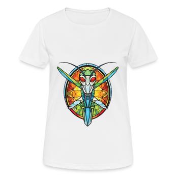 Gottesanbeterin Bunte Aquarell-Tier-Karikatur - Frauen T-Shirt atmungsaktiv - Weiß - Vorne - AI Model Female 172 dark (172cm)