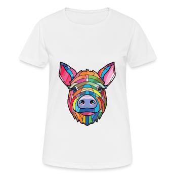 Cochon Aquarelle Colorée Animal Illustration D’animaux De Compagnie - T-shirt respirant Femme - blanc - Devant - AI Model Female 172 dark (172cm)