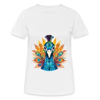 Pfau Buntes Aquarell Tier Illustration - Frauen T-Shirt atmungsaktiv - Weiß - Vorne - AI Model Female 172 dark (172cm)