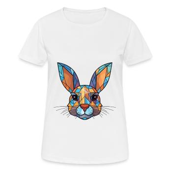 Rabbit Colorful Watercolor Animal Pet Illustration - Women's Breathable T-Shirt - white - Front - AI Model Female 172 dark (172cm)